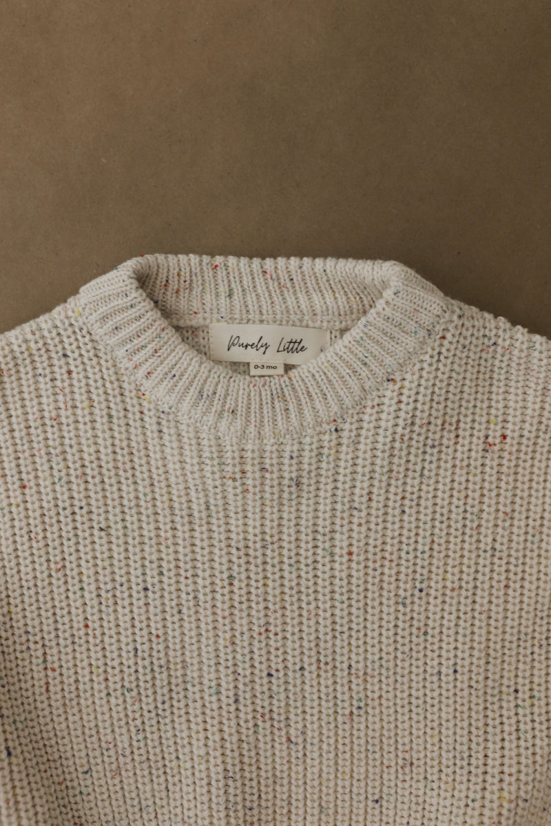 Speckled Chunky Knit Sweater - Ecru